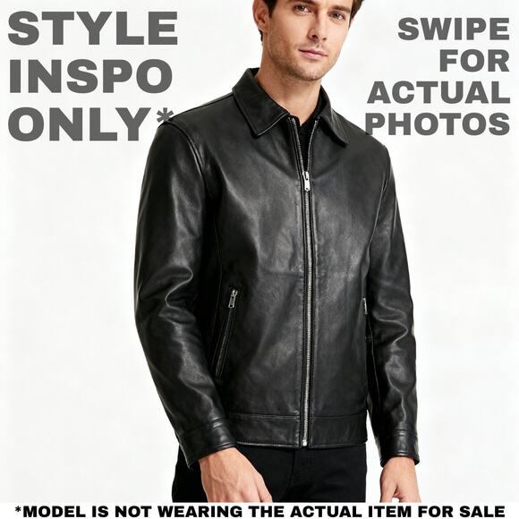 Boston Harbour Black Genuine Leather Jacket, Size Large - Picture 2 of 11